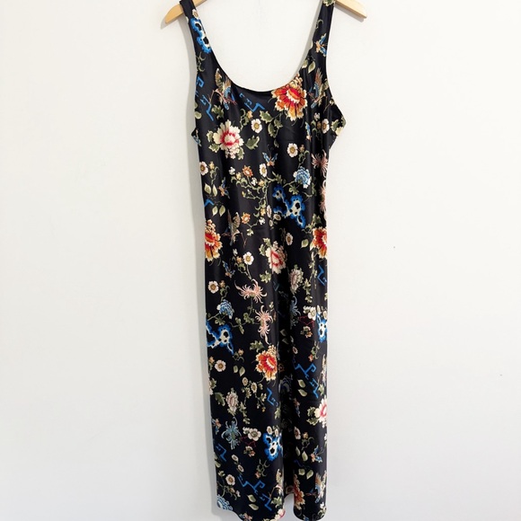 Natori Black Floral Maxi Slip Dress - Picture 1 of 7
